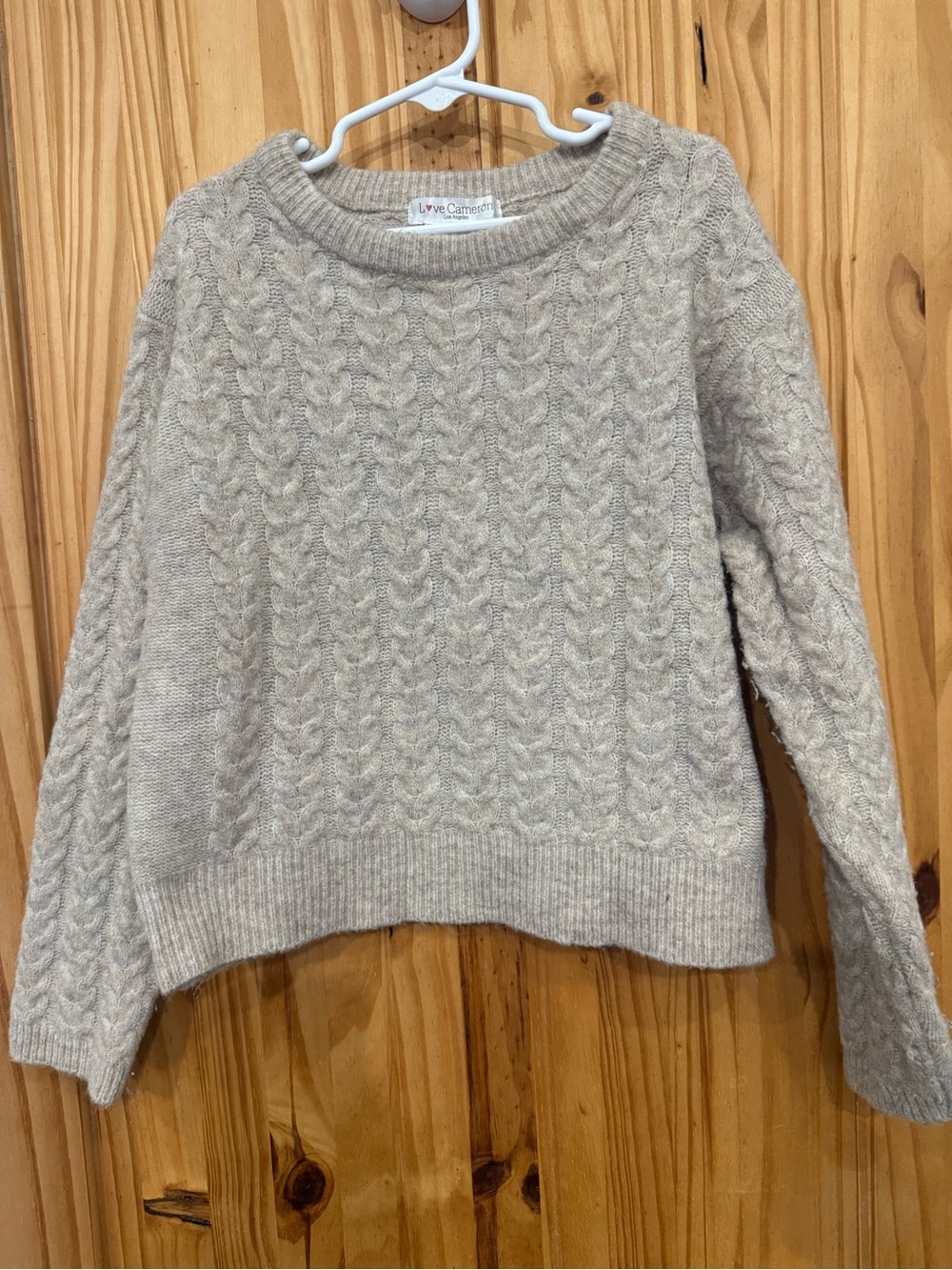Camper Cream Cable-Knit Scoop Neck Sweater